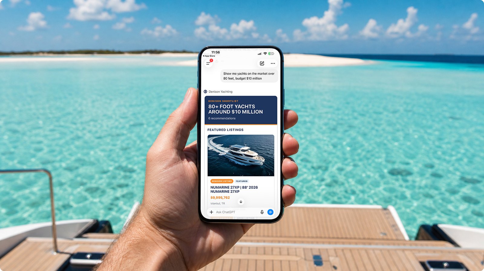 Denison coloca a busca de iates dentro do ChatGPT e aposta que a compra de barcos vai começar na inteligência artificial